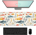 Watercolor Fish Gaming Mouse Pad, Large Desk Mat with Aquatic Plant for Laptop Keyboard Computer, Non-Slip Rubber Base Desktop Extended Mousepad for Office Home Accessories 31.5"×11.8"