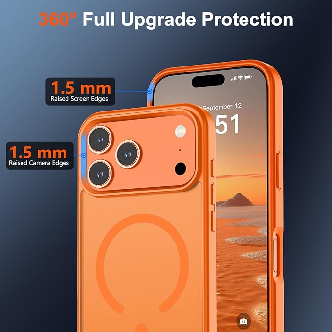 SUPFINE Magnetic for iPhone 17 Pro Max Case (Compatible with MagSafe)(Military Grade Drop Protection) Translucent Matte Shockproof Phone Cover,Starry Orange