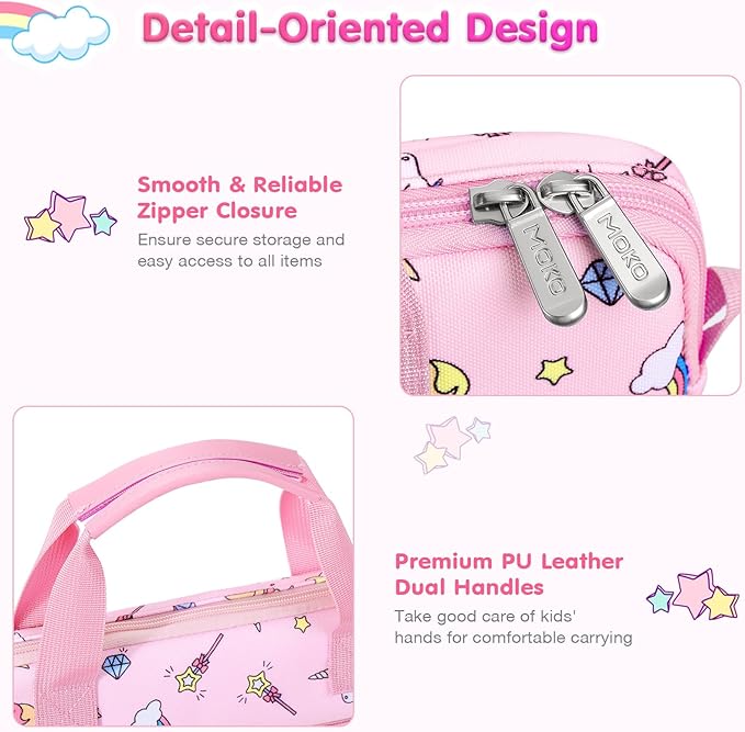 MoKo 7-8 Inch Kids Tablet Sleeve - Carrying Case for Fire 7/8 Kids Edition, Tablet Bag with Shoulder Strap, Pink Unicorn