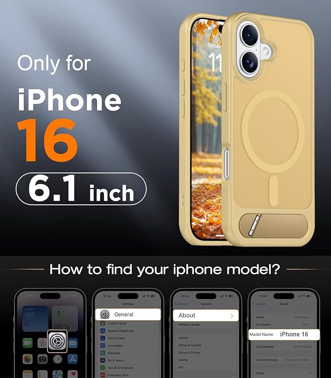 Magnetic Compatible with iPhone 16 Case, [Built-in Invisible Kickstand][Compatible with MagSafe] [Military Grade Shockproof] Slim Translucent Matte Phone Case for iPhone 16 6.1"