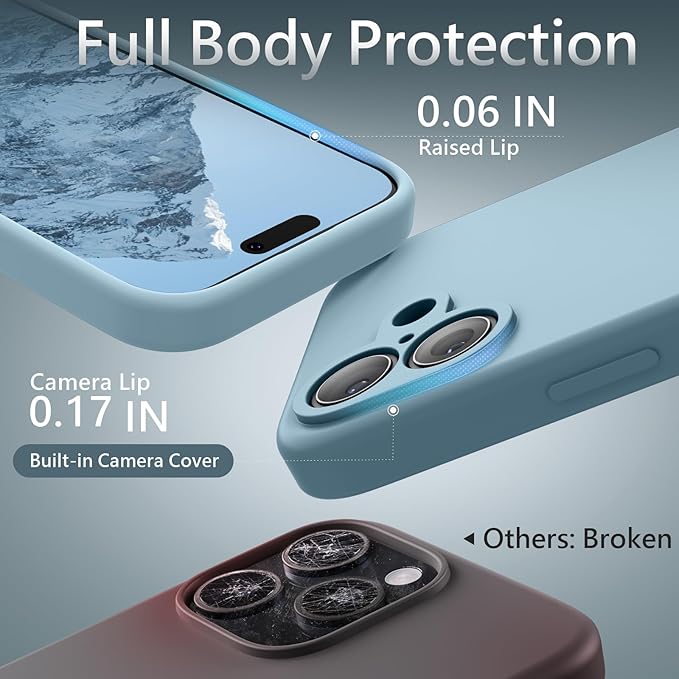 FireNova Magnetic for iPhone 17 Case, Compatible with MagSafe, [Integrated Silicone Camera Control Button] [Camera Protection] Anti-Scratch Microfiber Lining Phone Case, 6.3", Sky Blue