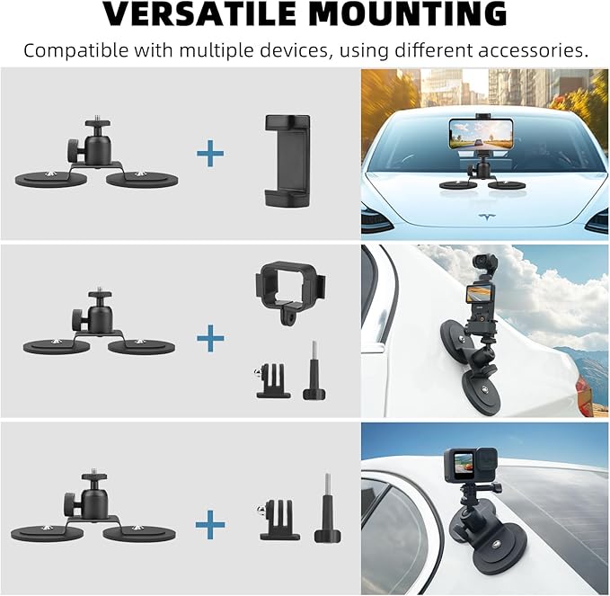 BRDRC Magnetic Car Mount for GoPro, Magnet Outside Camera Phone Holder Clip Stand for GoPro Hero Black Max, for Insta360 X4 X3 Go 3S, for DJI Pocket 3 Action 5 Pro 4 3, for iPhone Samsung Accessories