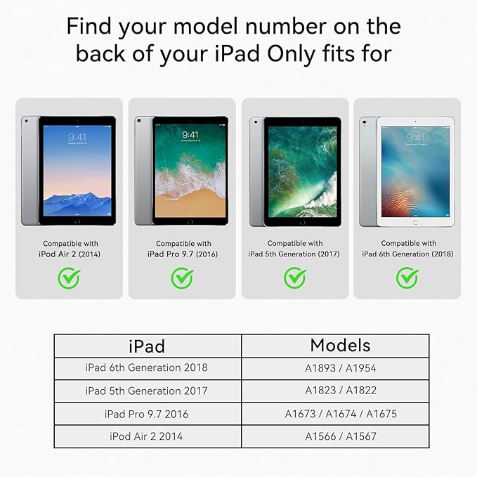 Case for iPad 6th/5th Generation 9.7'' with Screen Protector Pencil Holder [360 Rotating Hand Strap] &Stand, Drop-Proof Case for iPad 6th/5th/ Air 2/ Pro 9.7 (FruitGreen&Beige)