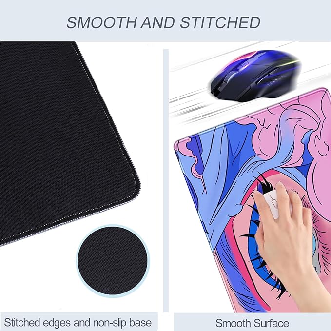 Anime Girl Loving Eye Desk Mat Desk Mat Pink Desk Pad Aesthetic Japanese Mouse Pad Large XXL Gaming Mousepad Computer Keyboard Mat Desk Matt for Desktop Office Decor Deskmat 31.5 X15.7In