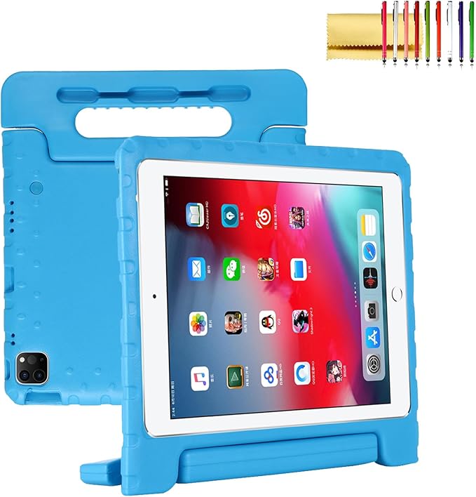 Dteck Kids Case for iPad Air 13 inch M2 2024, iPad Pro 13" Case 2024, Lightweight Shockproof Rugged EVA Kids Friendly Handle Kickstand Child Proof Protective Case with Pencil Holder, Blue