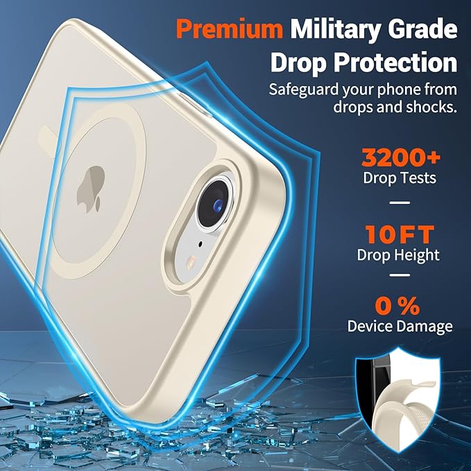 SUPFINE Magnetic for iPhone 17e Case/iPhone 16e Case (Compatible with MagSafe)(Military Grade Drop Protection) Slim Translucent Matte Shockproof with Anti-Fingerprint Phone Case,Antique White