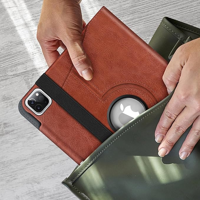 Fintie Rotating Case for iPad Pro 11-inch (4th / 3rd Generation) 2022/2021-360 Degree Swiveling Stand Cover w/Pencil Holder, Auto Sleep/Wake, Also Fit iPad Pro 11" 2nd/1st Gen, Vintage Brown