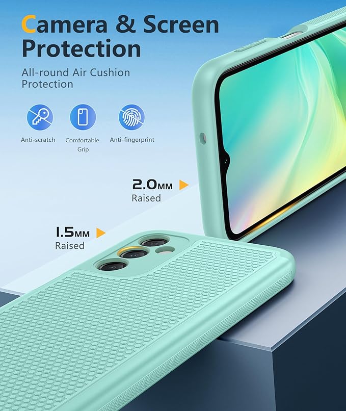 FNTCASE for Samsung Galaxy A14 5G Case: Dual Layer Protective Heavy Duty Cell Phone Cover Shockproof Rugged with Non Slip Textured Back - Military Protection Bumper Tough - 2023, 6.6inch (Mint Green)