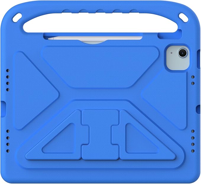 Kids Case for Apple iPad Air 11 inch M4/M3/M2 (2026/2025/2024) with Pencil Stylus Holder/Handle/Kickstand Slim Lightweight Cute Soft Shockproof EVA Folio Stand Protective Tablet Cover, Blue