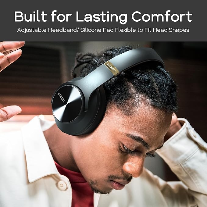 DOQAUS Bluetooth Headphones Over Ear, 90H Playtime, 3 EQ Modes, HiFi Audio, ENC Mic, Reinforced Durable Frame & Soft Earpads for Extended Wear, Phone, PC, Travel
