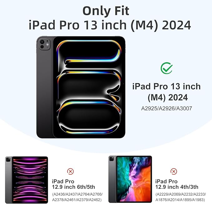 Compatible with iPad Pro 13 Inch Case M5 2025/ M4 2024, Soft TPU Back Cover for iPad 13 Pro Case, with Pencil Pro & (USB-C) Holder, Trifold Stand, Auto Wake/Sleep, Pine Green