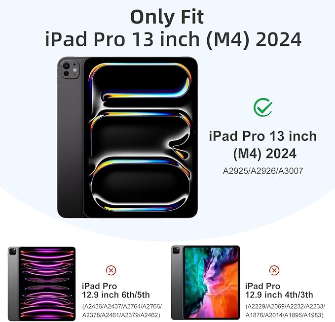 Compatible with iPad Pro 13 Inch Case M5 2025/ M4 2024, Soft TPU Back Cover for iPad 13 Pro Case, with Pencil Pro & (USB-C) Holder, Trifold Stand, Auto Wake/Sleep, Blue Gray
