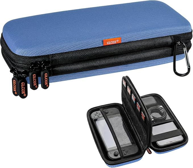 Hard Shell Carrying Case with Multiple Pocket - Double-Layer Electronics Organizer Travel Case - Portable Zipper Tech Cord Pouch Bag for Charger, Phone, Power Bank, Extenal Hard Drive, USB Flash Drive