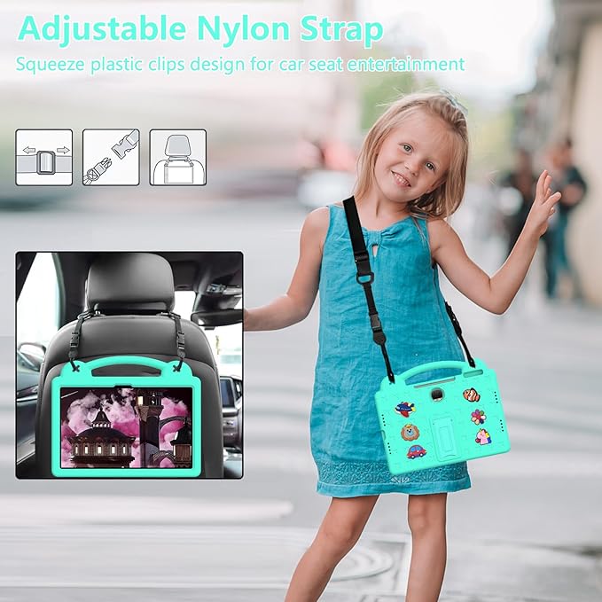 AKABEILA Compatible with Honor Pad 9 2023 12.1 inch Tablet Case, Kids Friendly Universal Lightweight Shockproof Protective Case with Shoulder Strap & Stand Handle Mint Green