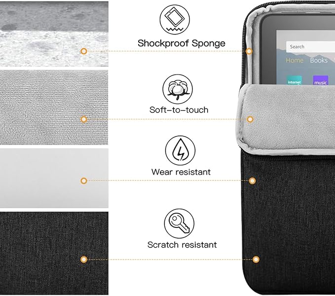 TiMOVO 8-9 Inch Tablet Sleeve Case for All-New iPad mini 7 (A17 Pro, 2024), iPad mini 6 (8.3-Inch, 2021), iPad mini 5/4/3/2/1, Portable Protective Bag with Pockets for iPad mini, Black