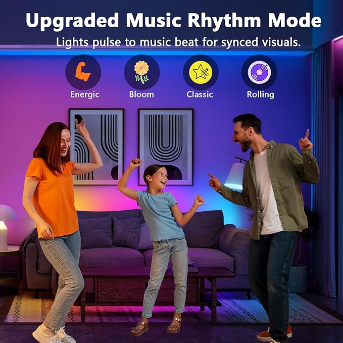 dalattin LED Strip Lights IC+RGB, 5050 Led Lights for Bedroom, DIY Multiple Colors on One Line, Led Lights with Remote&App Control,Color Changing LED Strip Lighting Music Sync,Halloween Gifts, 16.4ft
