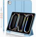 iMieet iPad Pro 13 Inch Case (M5/M4) 2025/2024 with Pencil Holder, Trifold Stand Smart Case with Soft TPU Back, Auto Wake/Sleep (Azure Blue)