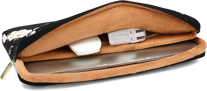 KAYOND 15 inch Laptop Sleeve, Compatible with MacBook pro 15.4 ，MacBook Air 15.4 MacBook pro 16 and 15.6 inch Notebook Computer, Water Repellent Laptop Bag,Shockproof case(15-15.6 inch, Black Peony)