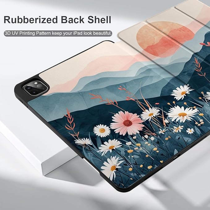 DONGKE Case for 2022/2021/2020/2018 iPad Pro 11 inch Gen 4/3/2/1 - Slim Protective Case - Built in Pencil Holder Support Charging - Trifold Stand & Sleep/Wake Cover - Daisie