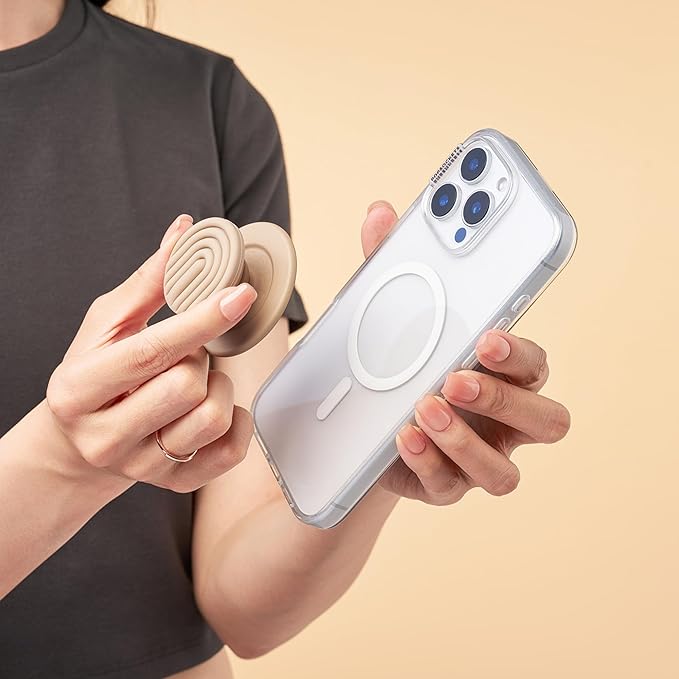 PopSockets Phone Grip for MagSafe, Magnetic Holder, Phone Stand, Brown - Latte