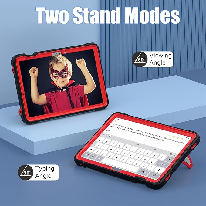 AKABEILA Compatible with Samsung Galaxy Tab S7/S8/S9/S9 FE 11 inch(2023) Tablet Case，Lightweight Shockproof Rugged Protective Cover with Kickstand for Kids Children Boys Babies Black Red