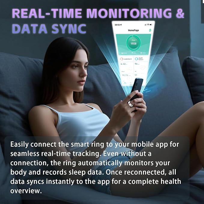 Smart Ring for Women – Fitness Tracker Ring with Heart Rate, SpO2, Blood Pressure, Sleep Monitoring, Step & Calorie Counter, No Subscription Fee, iOS & Android Compatible (Silver, 14)