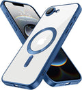 Hython Magnetic Clear for iPhone 16e Case with Camera Lens Protector [Compatible with MagSafe] Luxury Plating Edge Slim Soft TPU Cover Protective Phone Case for iPhone 16e 6.1", Matte Deep Blue