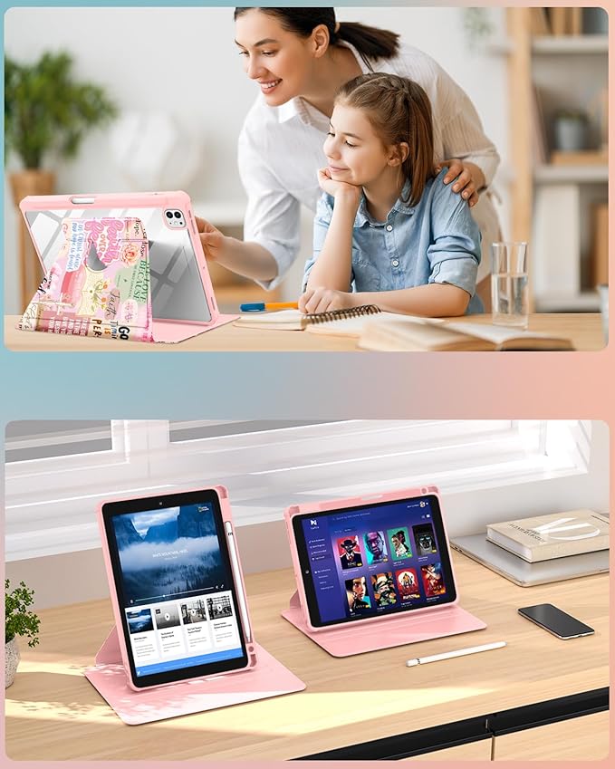 Uppuppy for iPad Pro M4/M5 Case 11 inch - 360 Degree Rotating Stand Folio Smart Cover with Pencil Holder for Women Girls, Christian Words for iPad Pro 11 inch Case 2024 M4/2025 M5