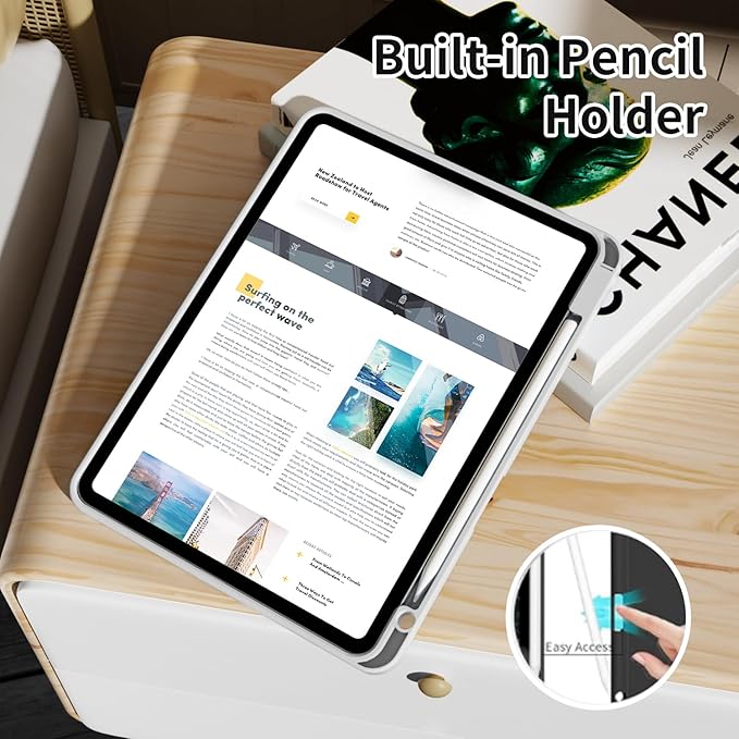New iPad Pro 13 Inch Case (M5) 2025 / (M4) 2024 with Pencil Holder | Slim Protective Trifold TPU Back | Support Apple Pencil Pro & USB-C Charging | Auto Wake/Sleep (Gray)