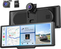 9.26" Carplay Screen with 4K Dash Cam & HD Backup Camera, Wireless Portable Car Play Screen for Apple CarPlay & Android Auto, OTA, Bluetooth 5.0, Mirror Link, Voice Control, GPS Navigation, FM