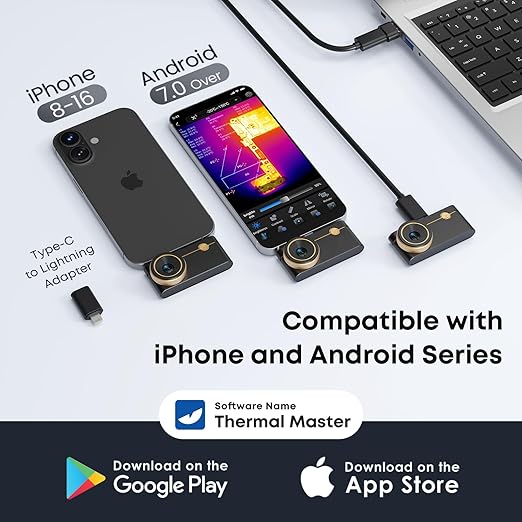 Thermal Master P3, Thermal Camera for iOS & Android, Manual Focus Infrared Camera, 512×384 X³ IR Resolution, -4℉ to 1112℉ Temp Range Thermal Imager, PCB Inspection