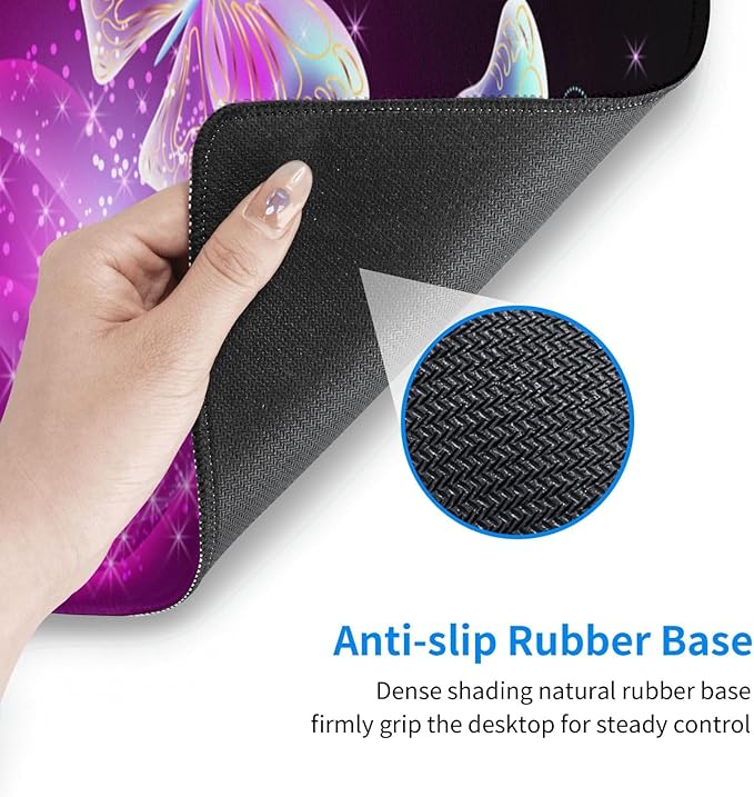 Butterfly Mouse Pad XL Large Mousepad Non Slip Rubber Base Desk Mat for Laptop Computer Gaming 31.5" X 12"