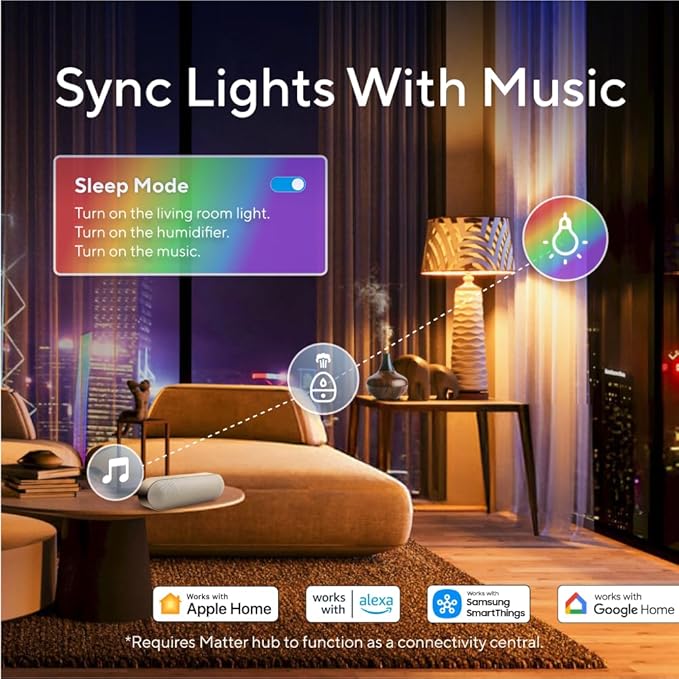 U-tec Smart Light Bulbs, 1100 Lumen, 90+CRI Matter & Bluetooth Color Changing A19 Light Bulb, 16 Million DIY Colors RGB Light Bulbs, Compatible with Alexa, Google Assistant Home App, 4 Pack