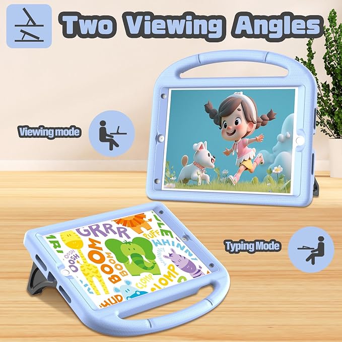 YIHE Kids Case for iPad 9th/8th/7th Generation, iPad Pro 10.5 & Air 3, Shockproof Protective Cover with Handle Stand & Screen Protector for 10.2/10.5 Inch iPads, Light Blue