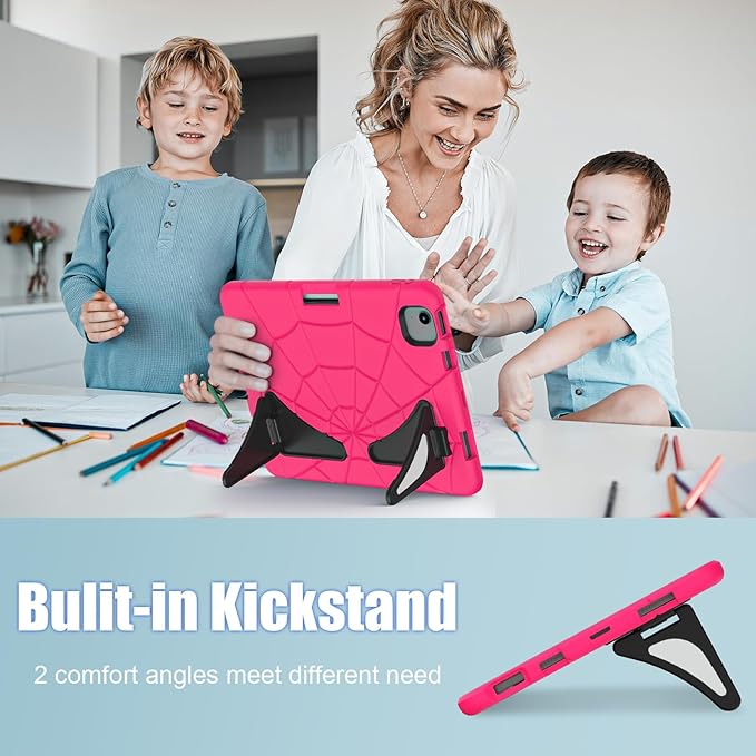AKABEILA Compatible with Apple iPad Air 11(2026)M4/iPad Air 11(2024)/iPad Air 11(2025) M3 11 inch Tablet Case，Lightweight Protective Cover with Kickstand for Kids Children Boys Babies Strawberry Black
