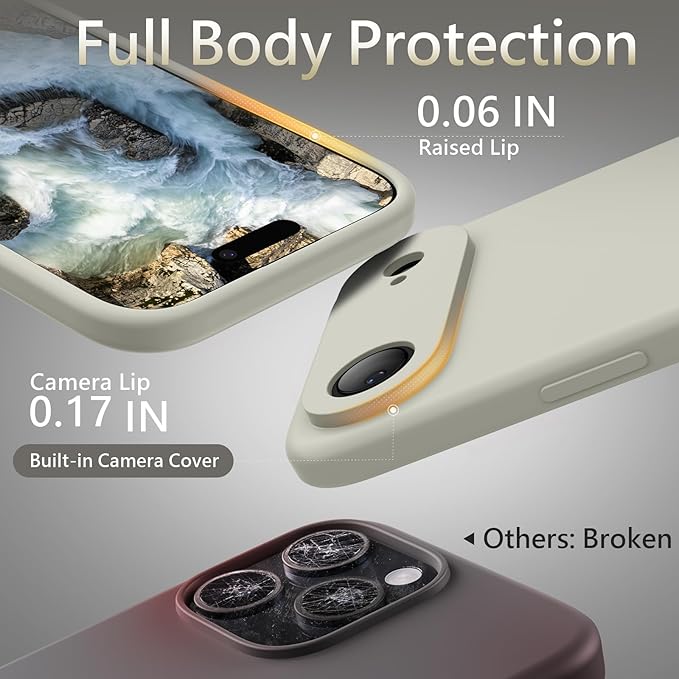 FireNova Magnetic for iPhone Air Case, Compatible with MagSafe, [Integrated Silicone Camera Control Button] [Camera Protection] Microfiber Lining Phone Case for iPhone 17 Air, 6.5", Stone