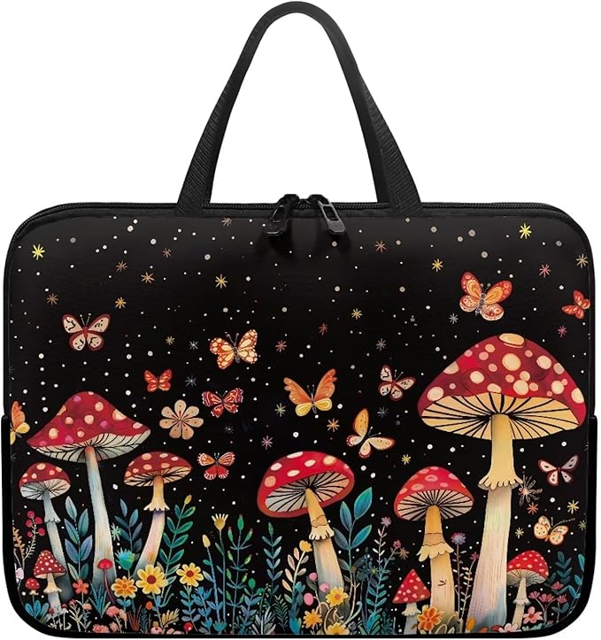 17 Inch Mushroom Forest Laptop Sleeve, Laptop Cover Computer Bag Tablet Carrying Case with Handle Tote Bags Notebook Case Handbag Messenger Briefcase for Travel/Business/School/Work