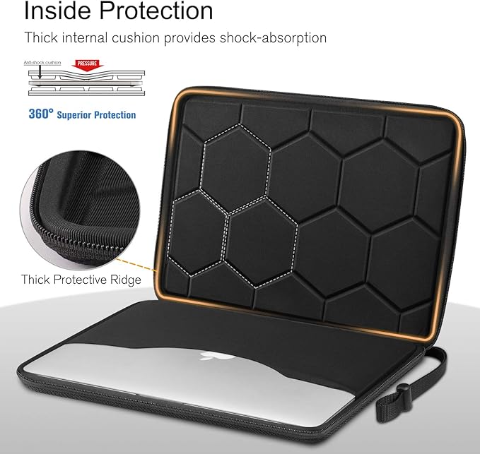 FINPAC Hard Laptop Sleeve with Accessory Pouch Compatible with 13 inch MacBook M5/M4/M3/M2 (2026-2022), MacBook Neo (A18 Pro), 14 inch MacBook Pro M5/M4/M3/M2, Surface Laptop Waterproof Case, Black