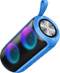 Bluetooth Speaker, 2026 NEW Portable Wireless Speaker, 24W Super Loud,TWS Pairing, Colorful RGB Lights, IPX7 Waterproof, 12H Playtime, HD Call for Outdoor/Home/Party/Beach, White Elephant Gift Blue