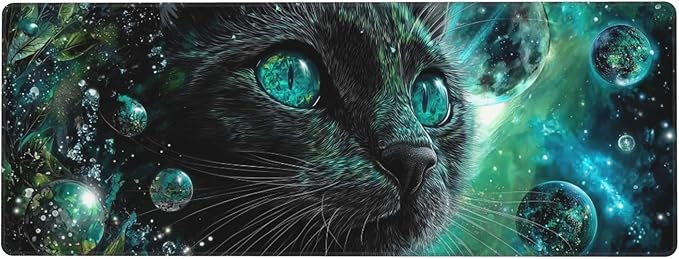 Cat Moon Mouse Pad Extended Large Gaming Mouse Pad XL Stitched Edges for Gamer Home Office 31.5 X 11.8 Inch