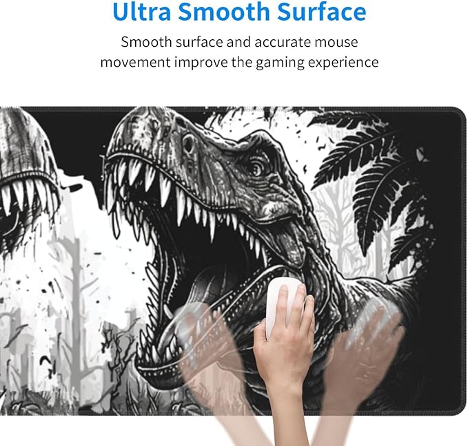 Dinosaur Mouse Pad XL Large Mousepad Non Slip Rubber Base Desk Mat for Laptop Computer Gaming 31.5" X 12"