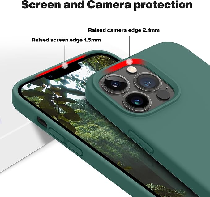 OTOFLY for iPhone 13 Pro Case [Compatible with MagSafe] Full-Body Silicone Shockproof Slim Thin Phone Case for iPhone 13 Pro 6.1 inch (Midnight Green)