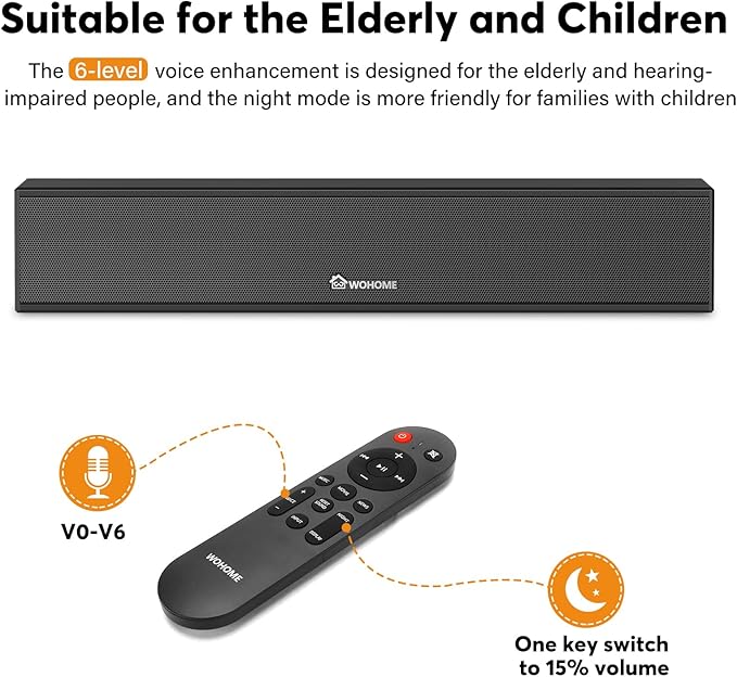 2.1 Sound Bar for Smart TV with Built-in Subwoofer, 6 Levels Voice Enhancement, 15 Inches Small TV Soundbar Speakers with Bluetooth 5.3/ARC/Optical/AUX/USB Connection, 3 EQ Modes, Wall Mount