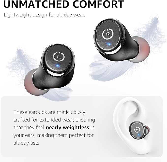 TOZO T10 Wireless Earbuds Bluetooth 5.3 Headphones, App Customize EQ, Ergonomic Design, 55H Playtime, Wireless Charging Case, IPX8 Waterproof Sound in-Ear Headset, New Version