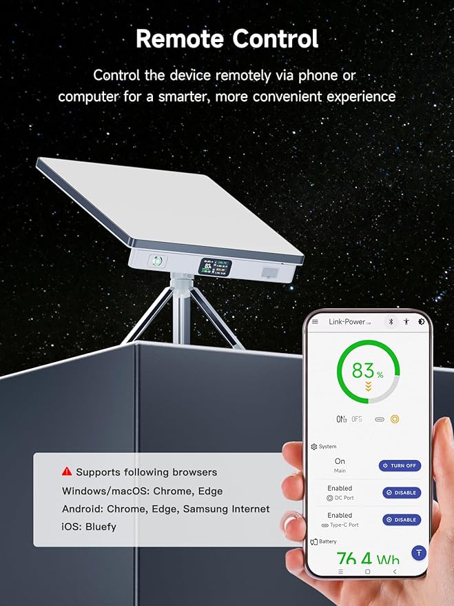 Starlink Mini Battery Pack LinkPower 2, 99Wh Power Bank for Starlink Mini, 5-Hours Runtime, Supports Bypass, DC/Magnetic DC/USB-C Charging Input, USB-C Discharging Output, Remote Control