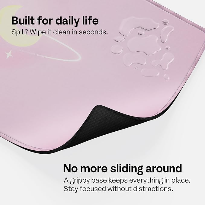 Pixio Mouse Pads - 36 x 16 inch XXL Celestial Love Pink Multifunctional Large Desk Mats for Gaming, Office, Desktop Anti-Slip Waterproof Washable Computer Mouse Mat