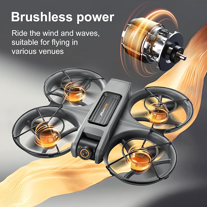 RC Drone with HD Dual Camera & Night LED, Brushless Motor Optical Flow Positioning Headless Mode S156 Mini Quadcopter, Beginner-Friendly FPV Photography Drones with 2 Batteries for Adults (Black)