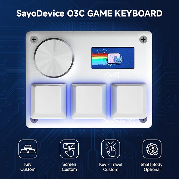 O3C Rapid Trigger Hall Effect Keyboard Suitable for OSU and Geometry Dash Rhythm Game Macro Keypad with Magnetic Linear Switches (Silvery, Gateron Jade Pro Green Switch)
