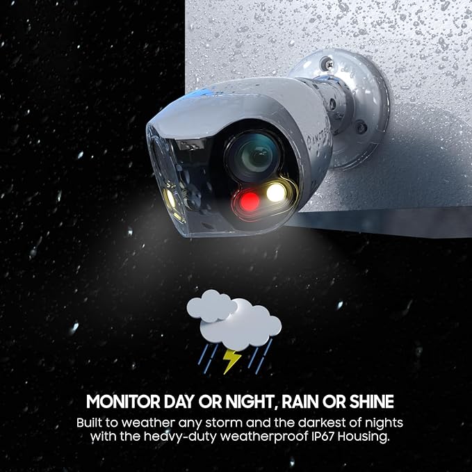 Amcrest Dual-Lens 4K (8MP) Outdoor Security WiFi Camera, 2 x 4MP Lenses WiFi AI Bullet IP Camera, Dual-Band 2.4Ghz & 5Ghz, Face Detection, Panoramic 180° FOV, 4K@15fps