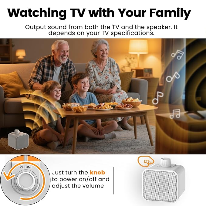 ANSTEN Wired Speakers for TV No Delay, Mini Clear Voice TV Speaker Wired with 5M Long Cord, Personal Speaker with Headphone Jack, Easy Operation, TV Speakers for Hard of Hearing and Seniors